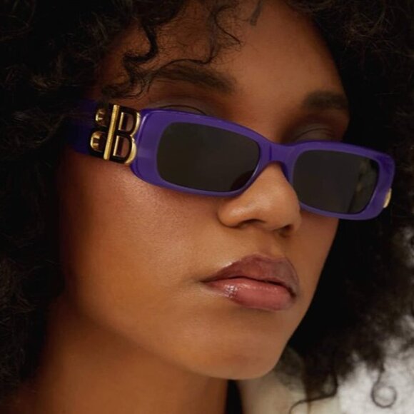 NEW BALENCIAGA DYNASTY MICRO VIOLET SUNGLASSES FEATURING BB LOGO BB0096S 004 - Picture 6 of 7